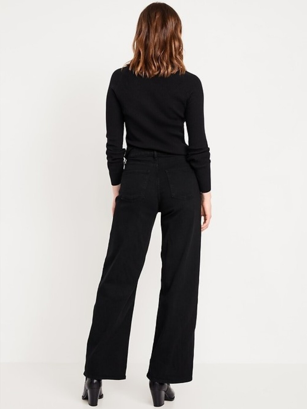 Old Navy High-Waisted Wow Wide-Leg Jeans Black Denim Size 8 (Tall) - Picture 3 of 6